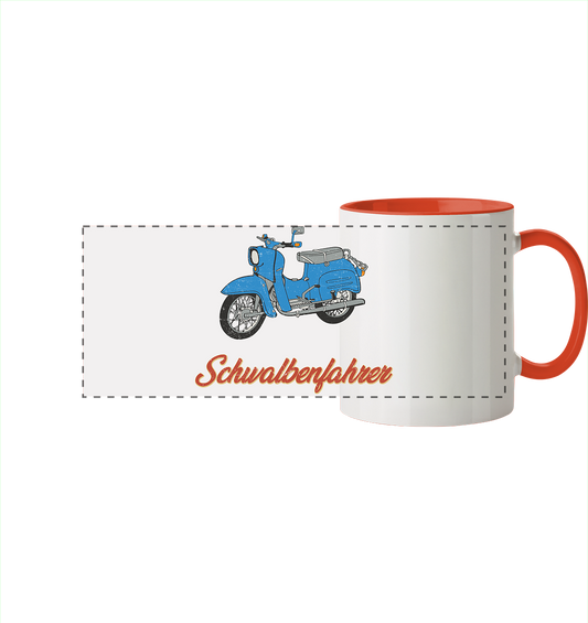 Schwalbenfahrer - Simson Schwalbe - Panorama Tasse zweifarbig